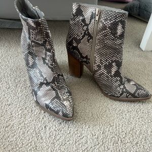 Snakeskin booties